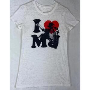 I Love MJ Michael Jackson Women's Burnout Style T-shirt XL Retro Throwback Sheer